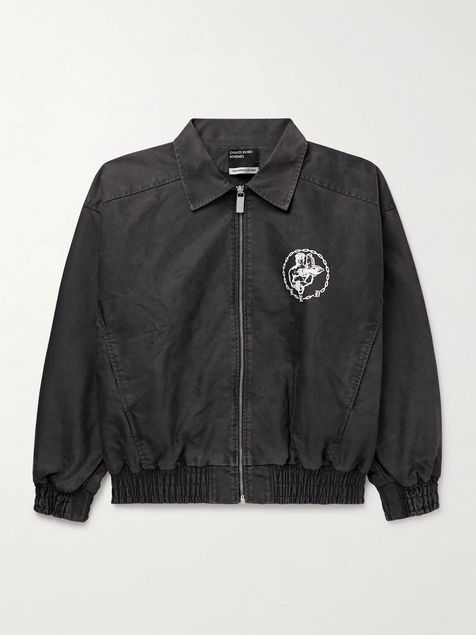 Enfant en Chaine Printed Cotton Track Jacket Black - 1