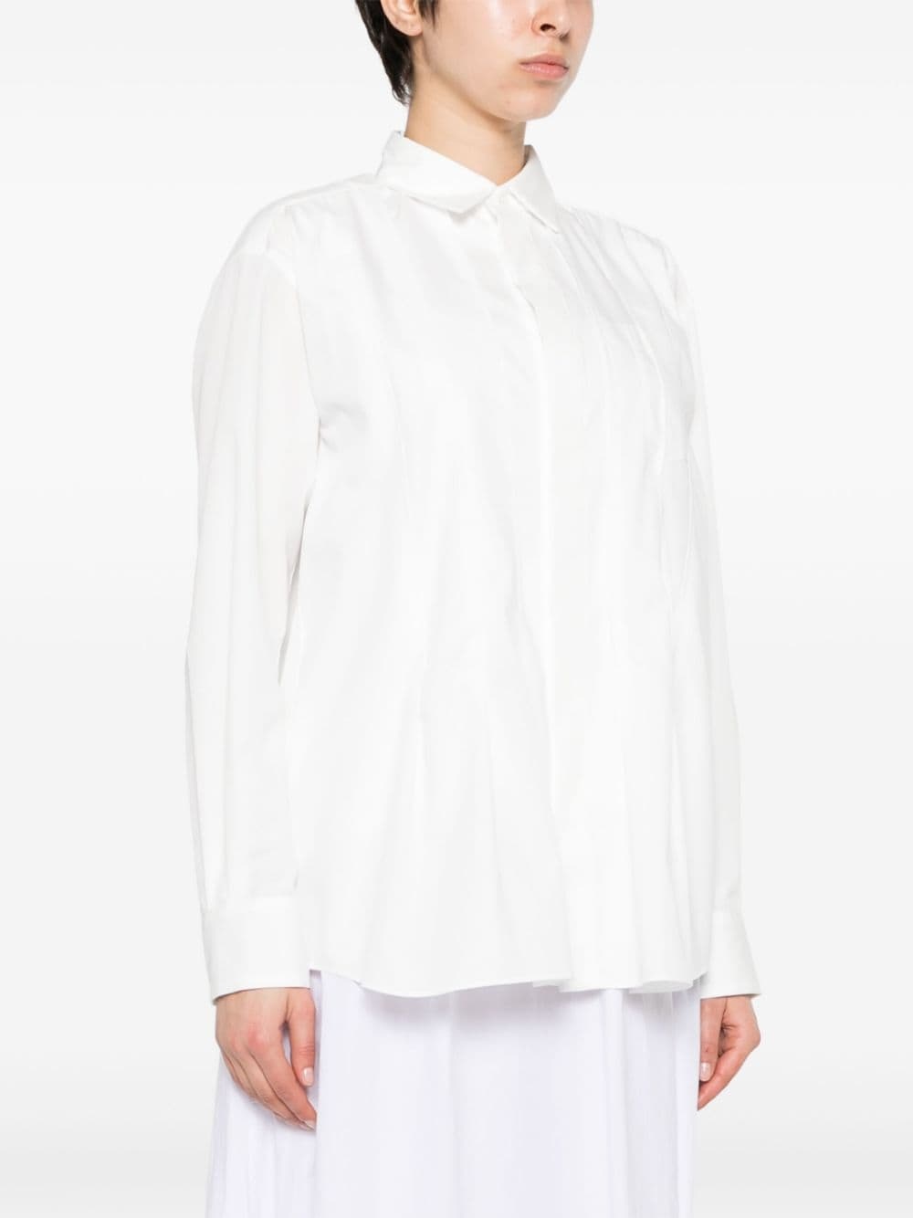 pleat-detail poplin shirt - 4