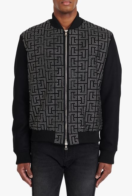 Teddy jacket with embroidered black and silver Balmain monogram - 5