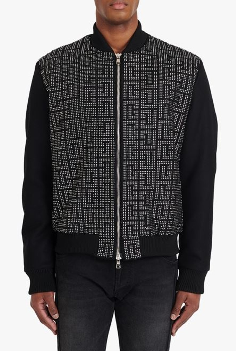 Teddy jacket with embroidered black and silver Balmain monogram 5