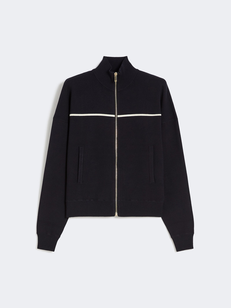 VAMPATA Stretch viscose boxy cardigan - NAVY 1