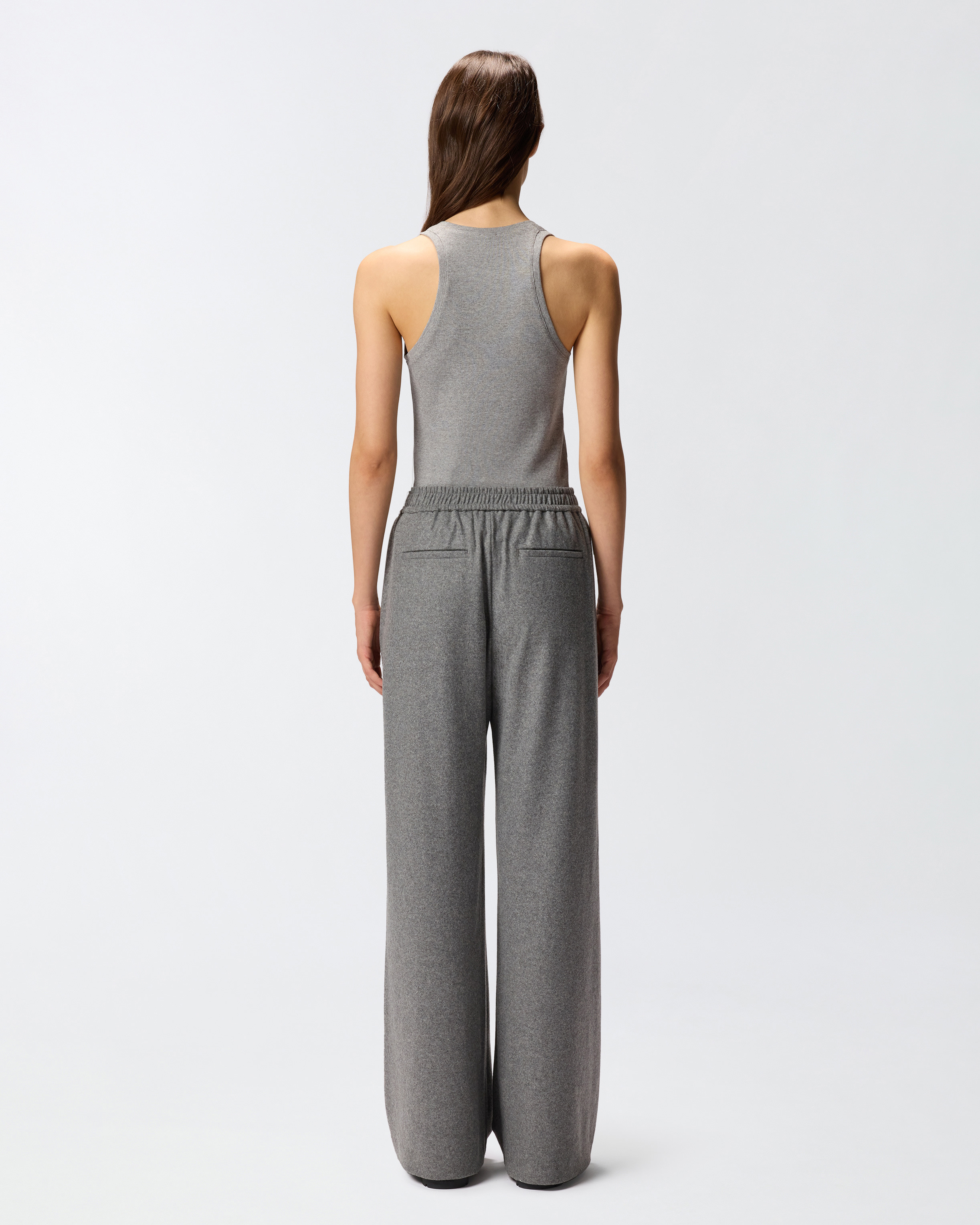 LONG WIDE-LEG WOOL-BLEND TROUSERS - 4
