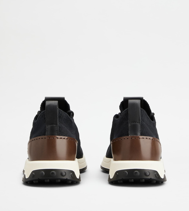 SOCK SNEAKERS IN TECHNICAL FABRIC AND LEATHER - BLACK, BROWN 3