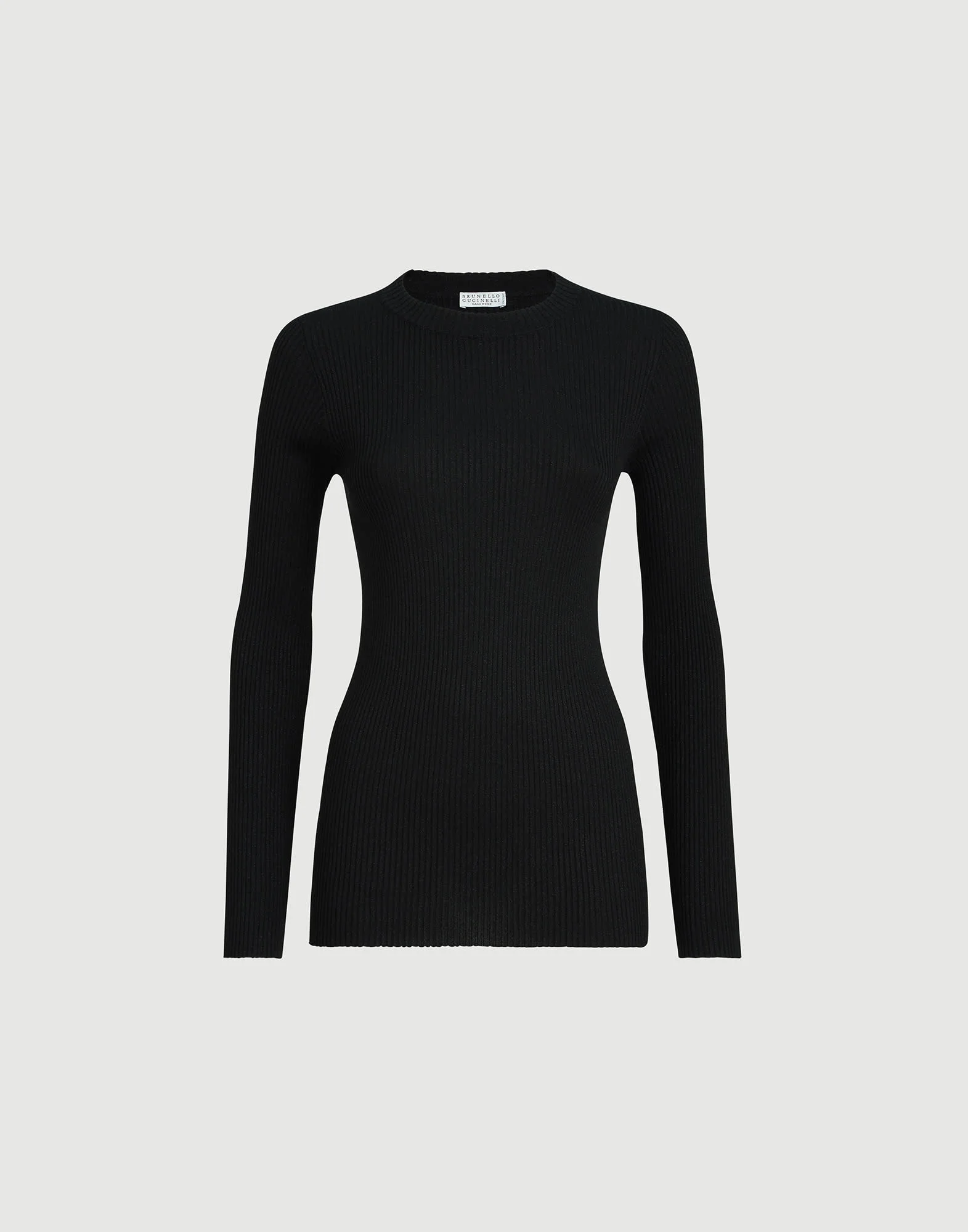 Sparkling cashmere and silk rib knit lightweight sweater - 1