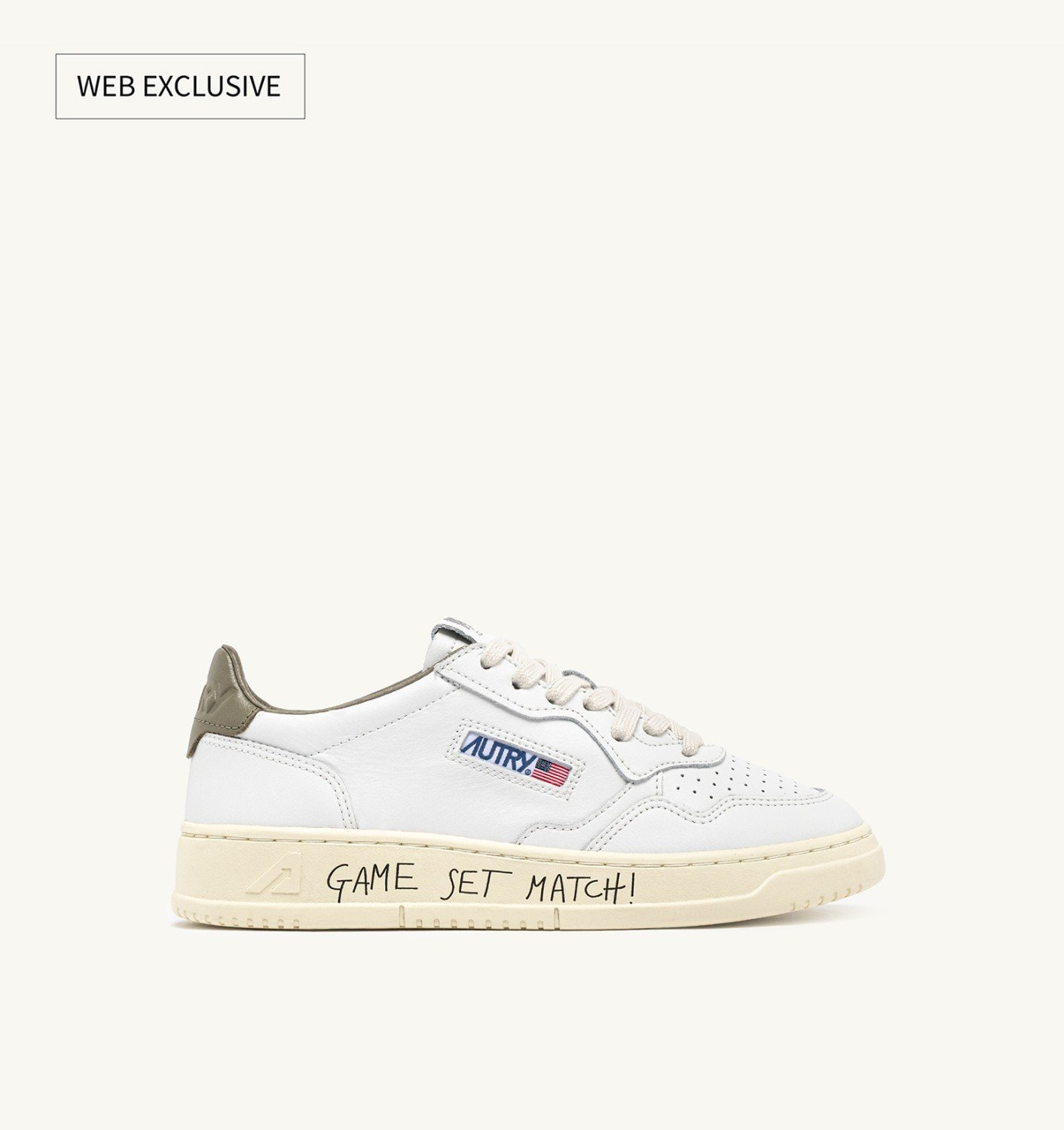 MEDALIST LOW SNEAKERS IN LEATHER COLOR WHITE AND COVERT GREEN WITH LETTERING - 1