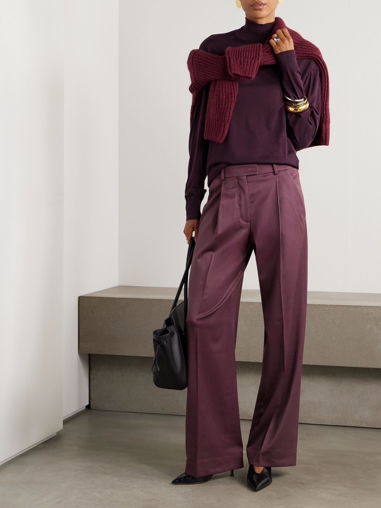 Wool turtleneck sweater Burgundy - 2