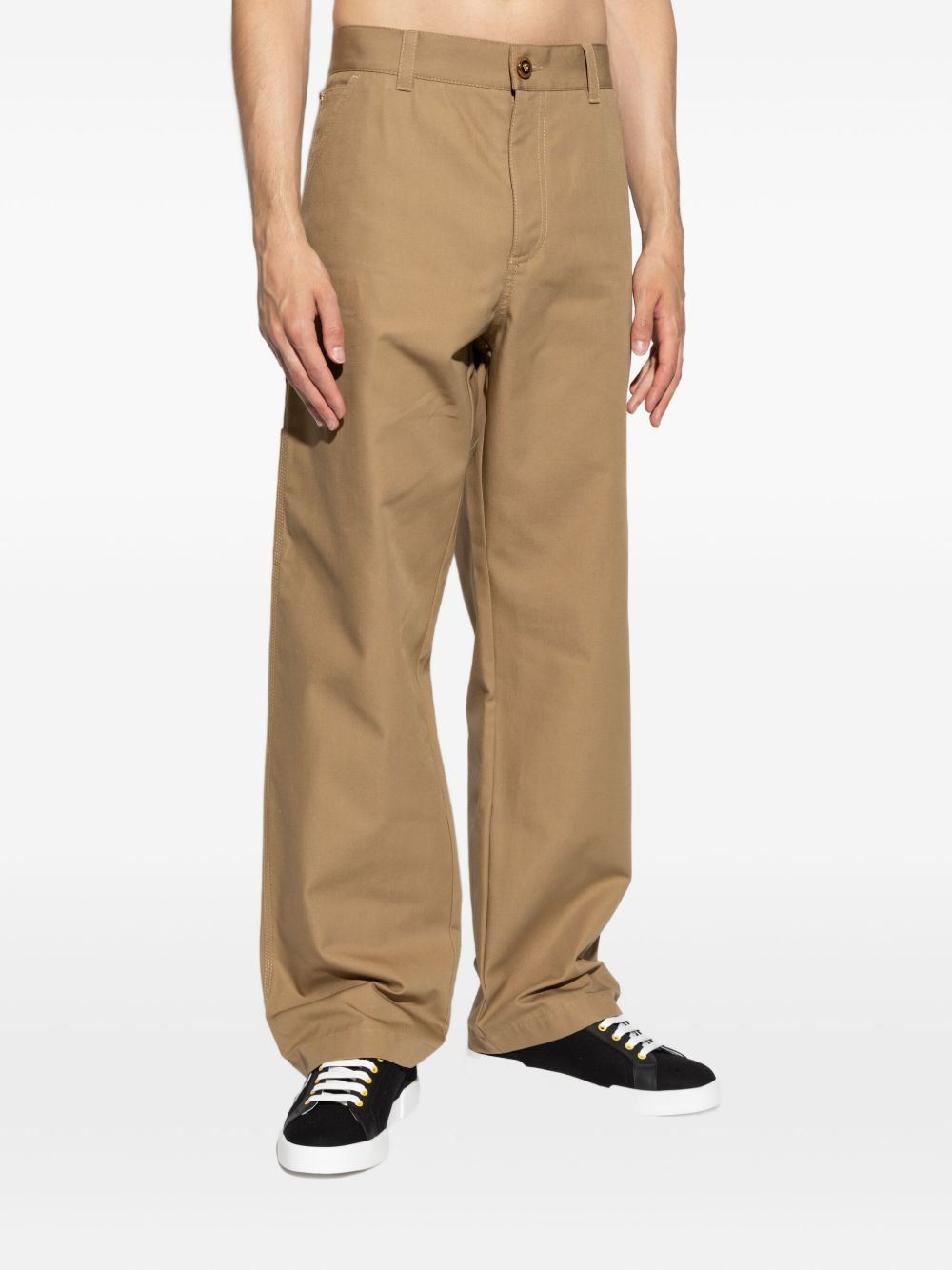buckle-detail cotton trousers - 3