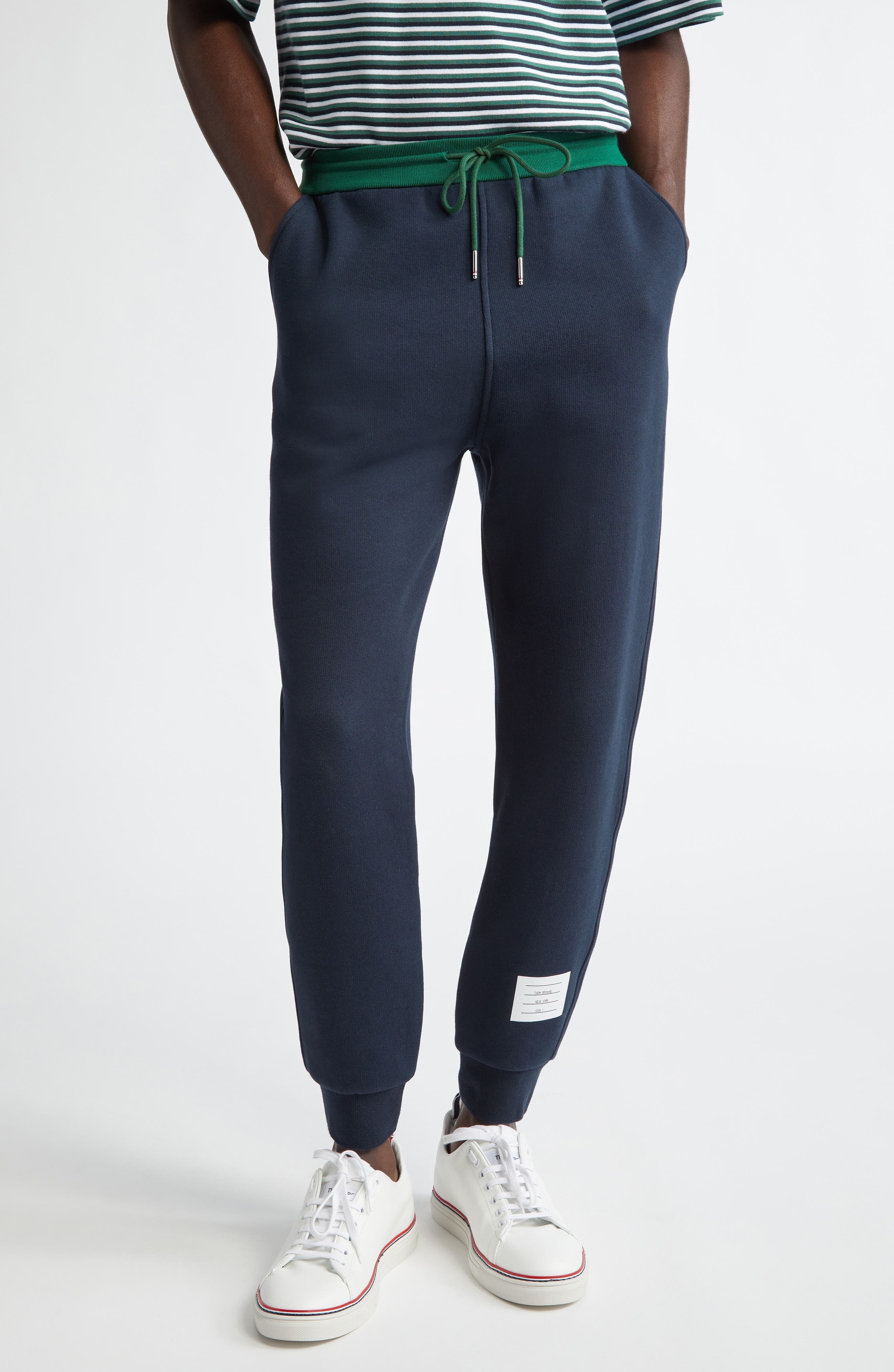 Thom Browne Colorblock Cotton Joggers in Navy at Nordstrom - 1