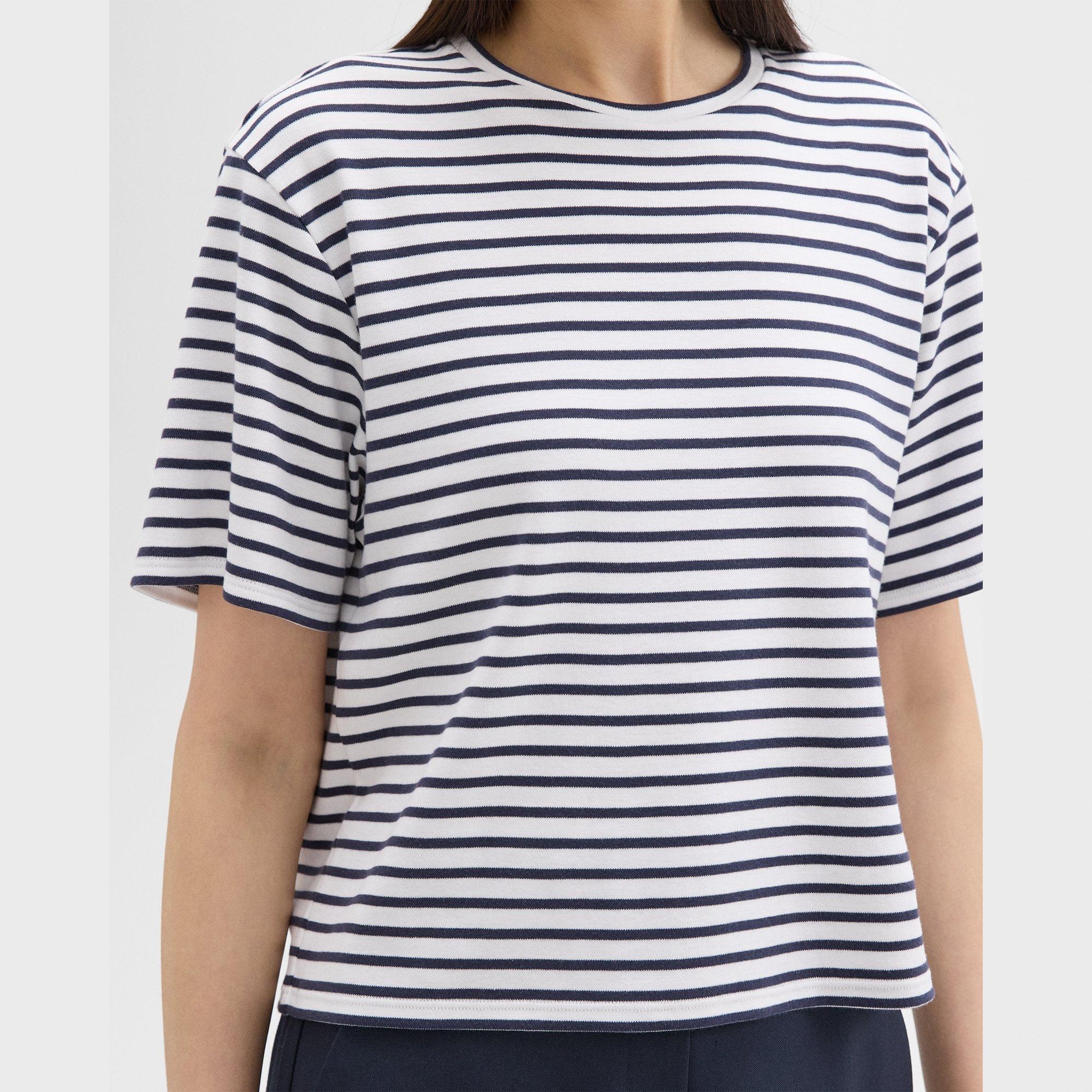 Boxy Tee in Striped Cotton Jersey - 5