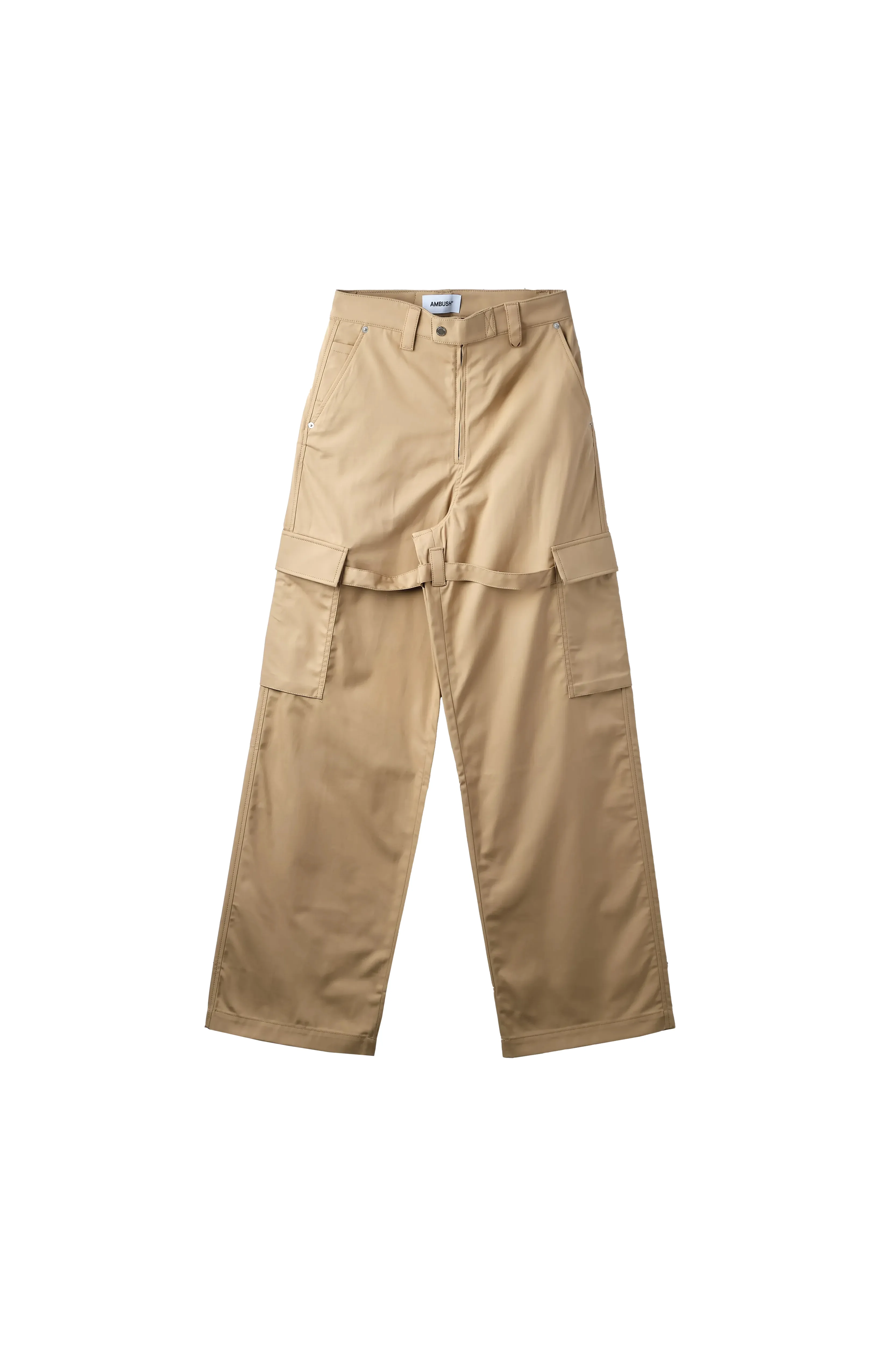 AMBUSH Relaxed Fit Cargo Pants With Straps Beige - 1