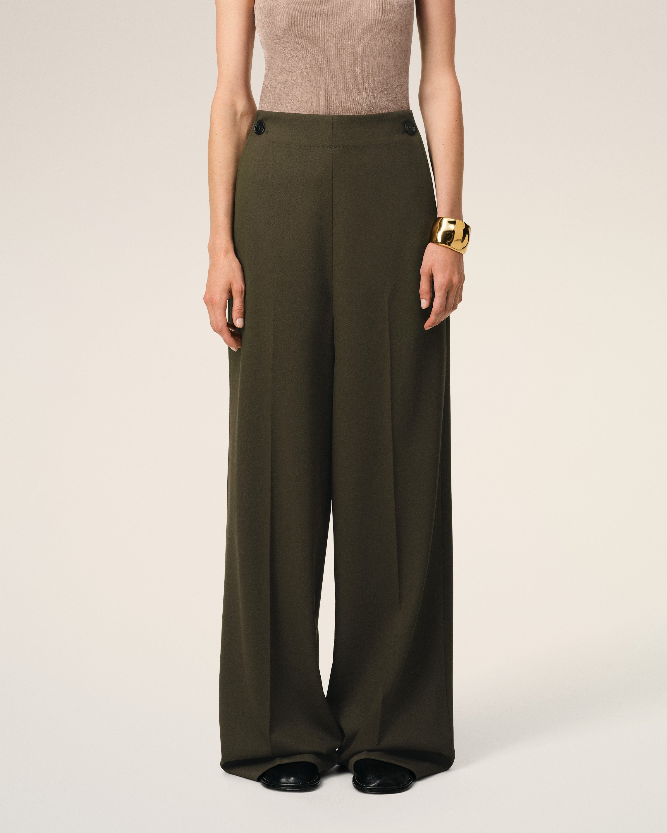 GREEN WOOL SAILOR TROUSERS - 3