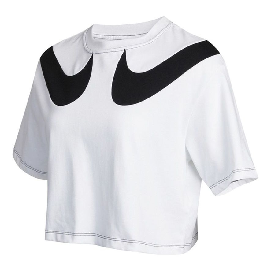 (WMNS) Nike Sportswear Swoosh Short Round-neck White DD5591-100 - 1