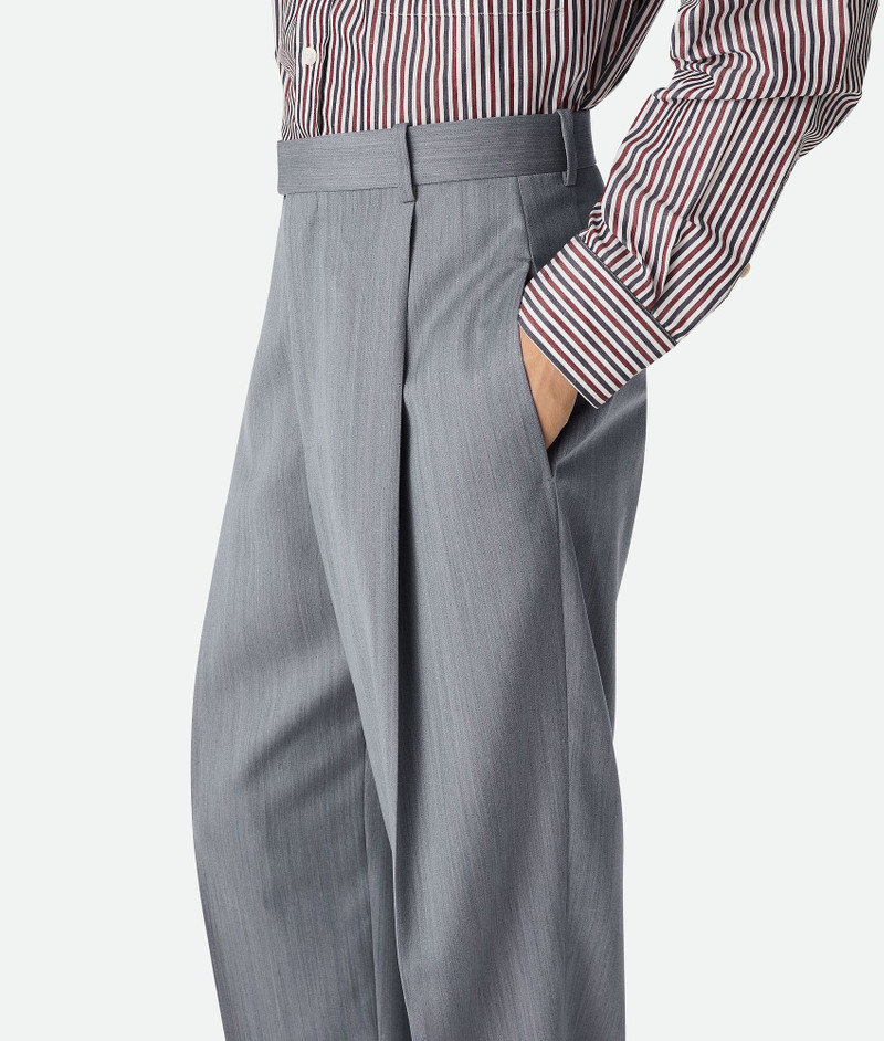 Wool Subtle Chevron Wide Leg Trousers 5