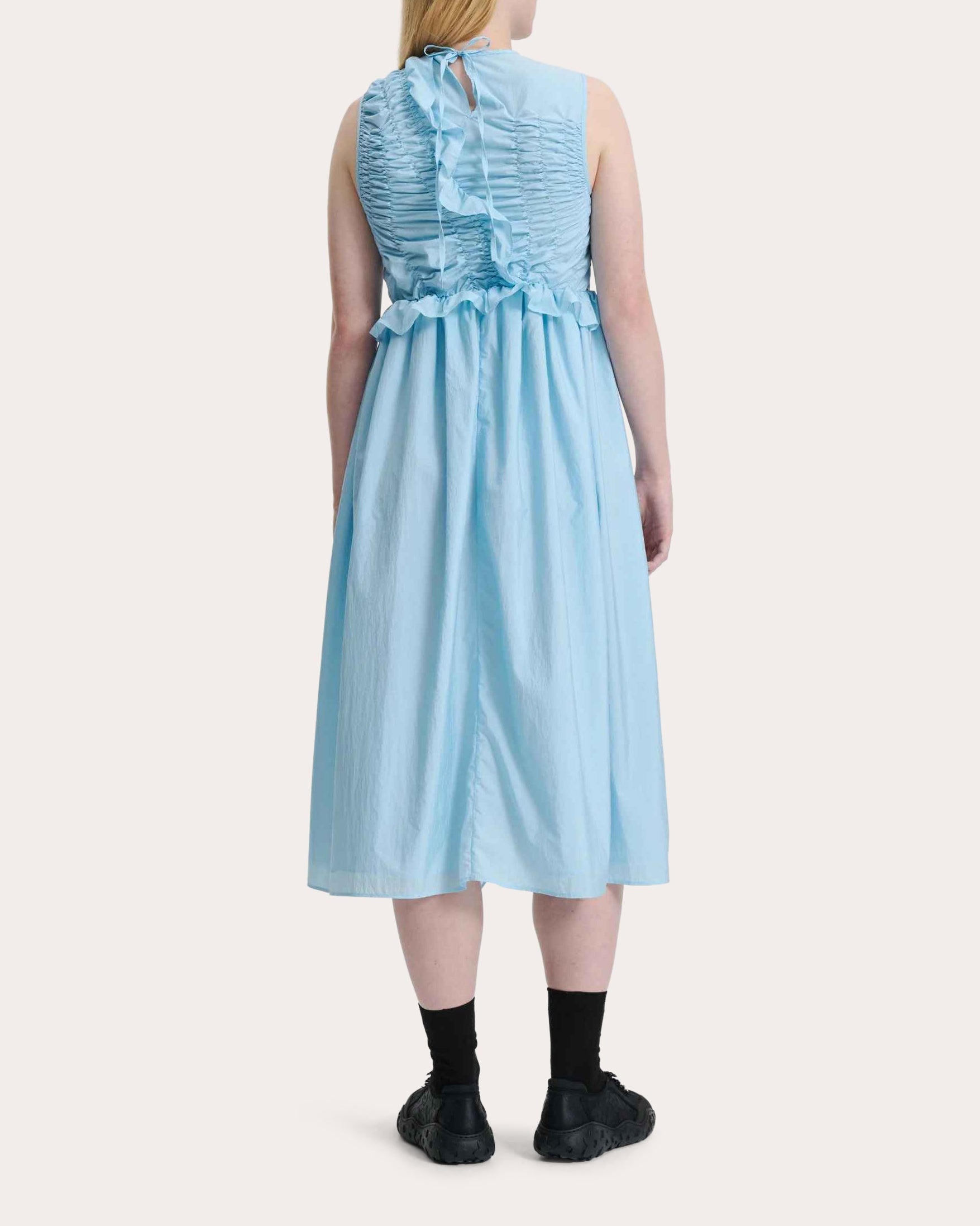 Ole Shiki Taffeta Gathered Ruffle Midi Dress - 2