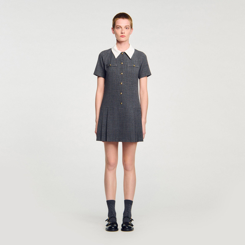 Sandro MINI PLEATED DRESS WITH RHINESTONES outlook