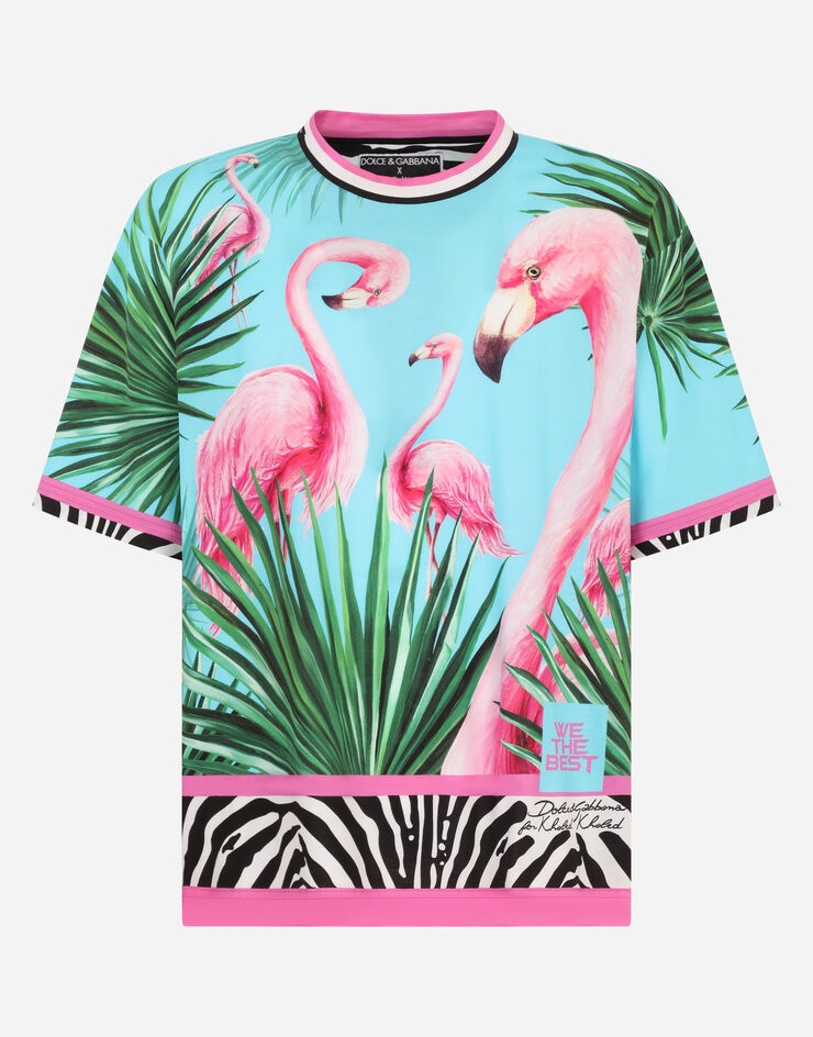 Cotton T-shirt with flamingo print - 3