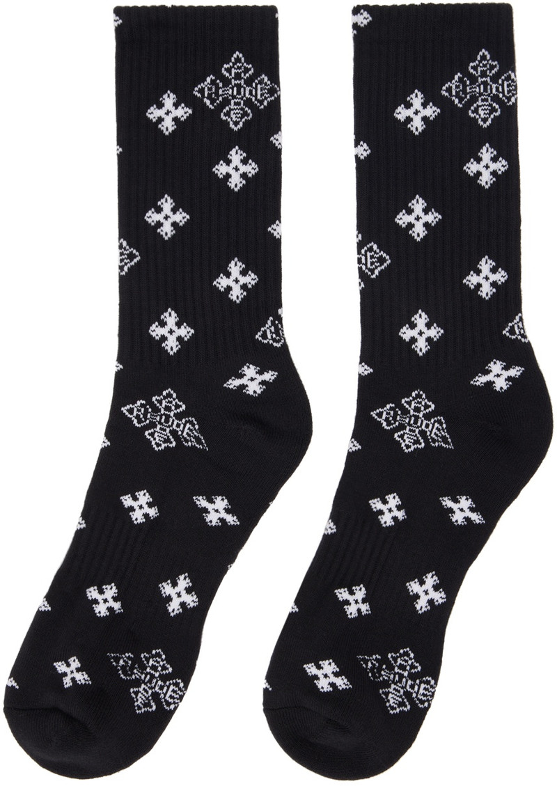 Rhude Black Cross Paisley Jacquard Socks outlook