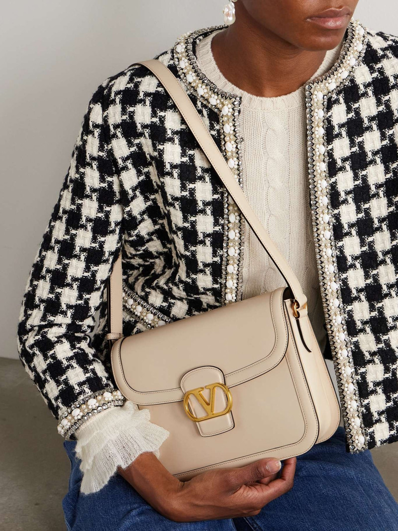 Valentino 9-to-5 leather shoulder bag Off-white outlook