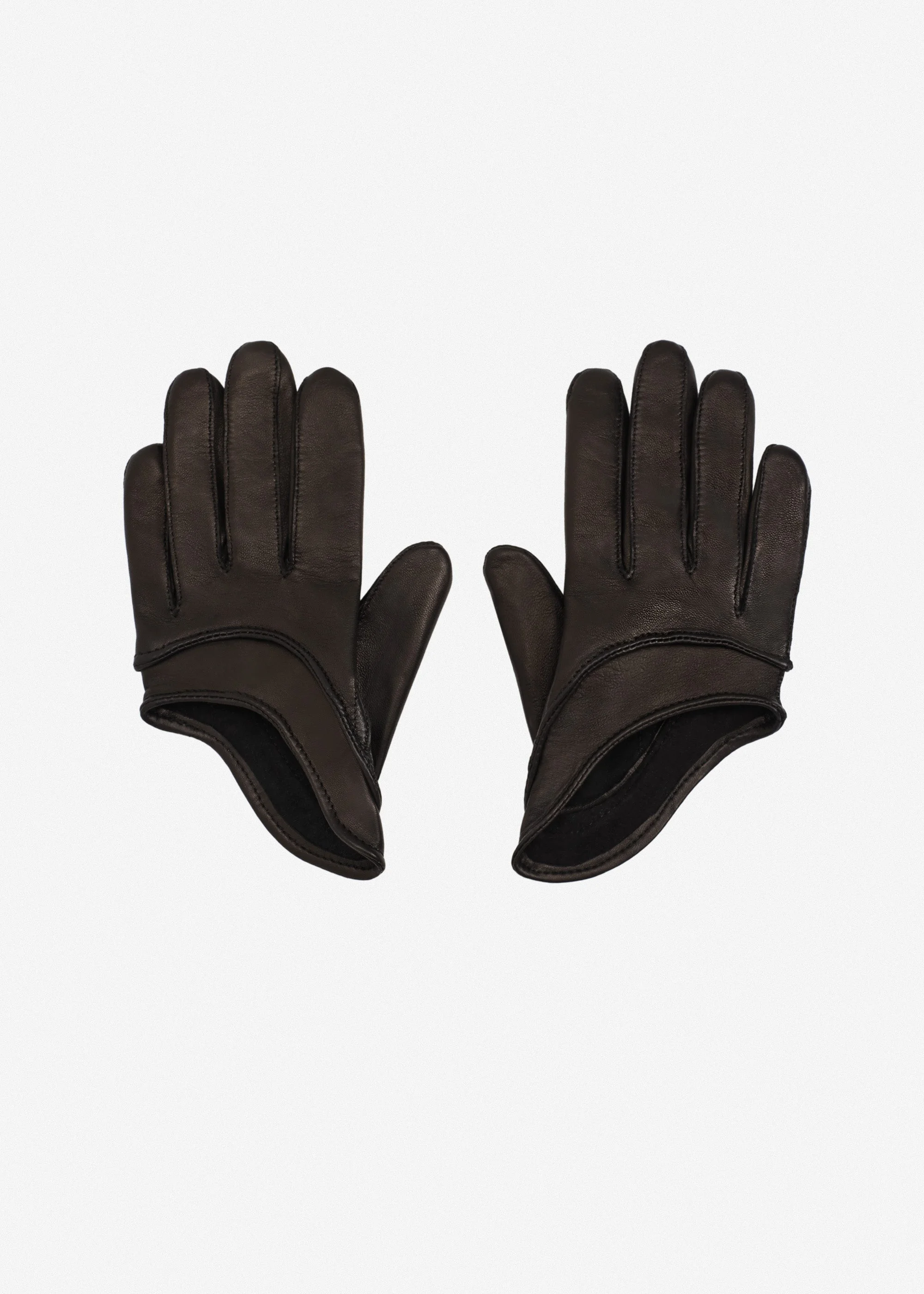 Short leather gloves in black - 1
