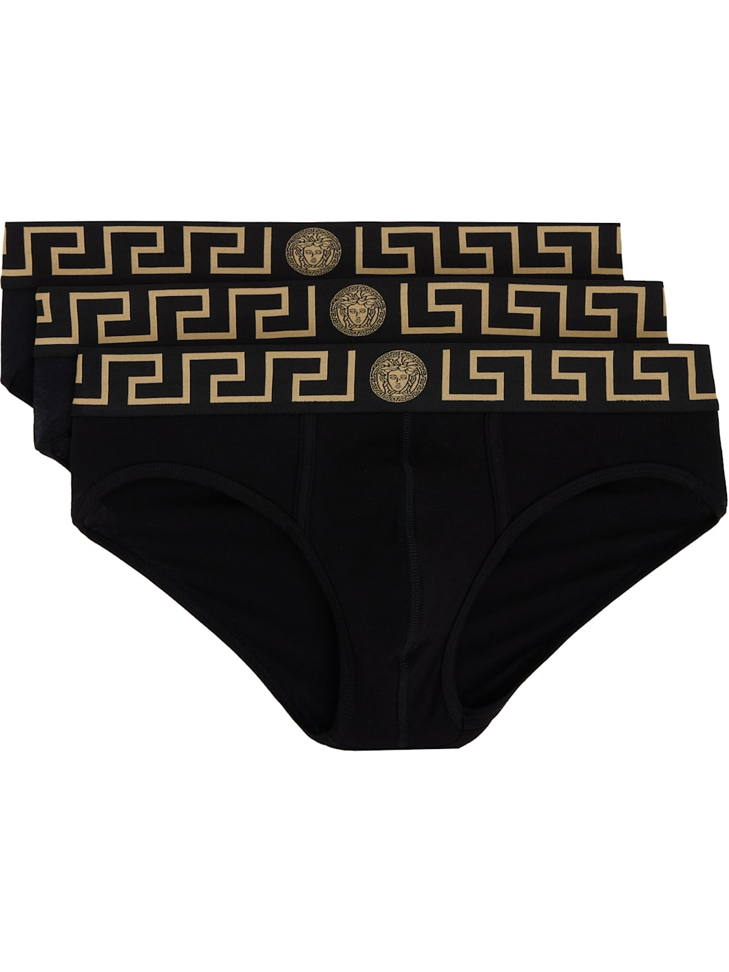 Three-Pack Black Greca Border Briefs - 1