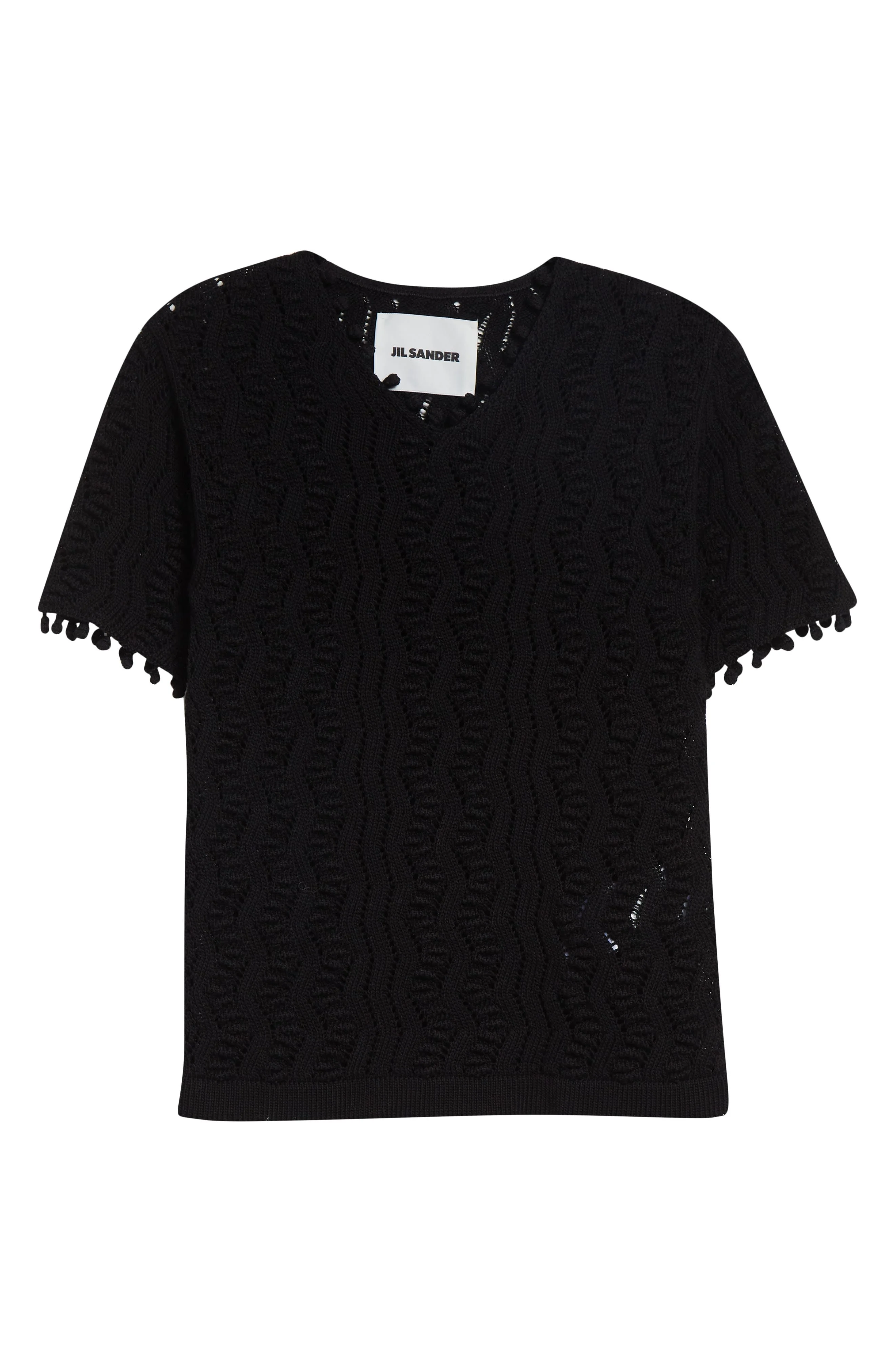 Jil Sander Pointelle Knit Cotton Sweater in Black at Nordstrom - 1