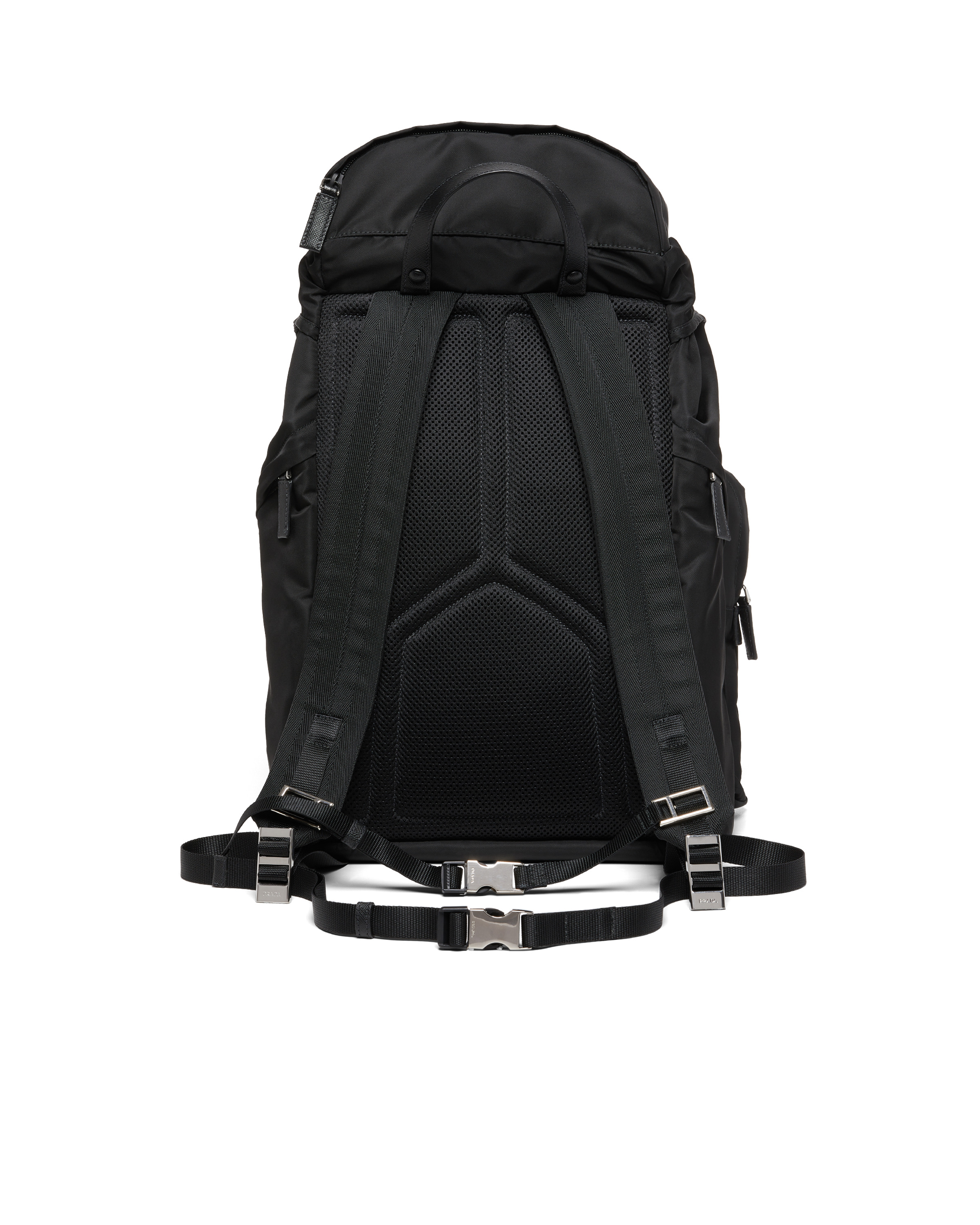 Black Re-nylon And Saffiano Leather Backpack