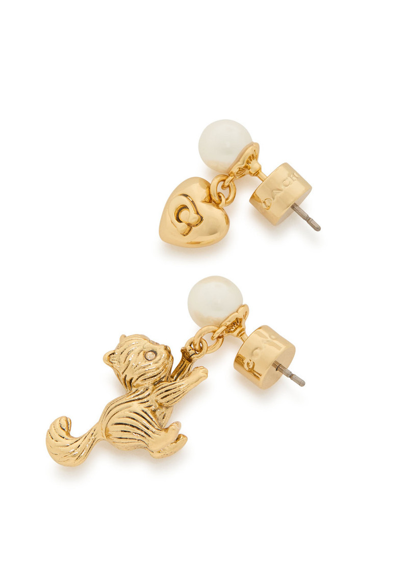 COACH Coach Mismatched Faux Pearl Embellished Hoop Earrings outlook
