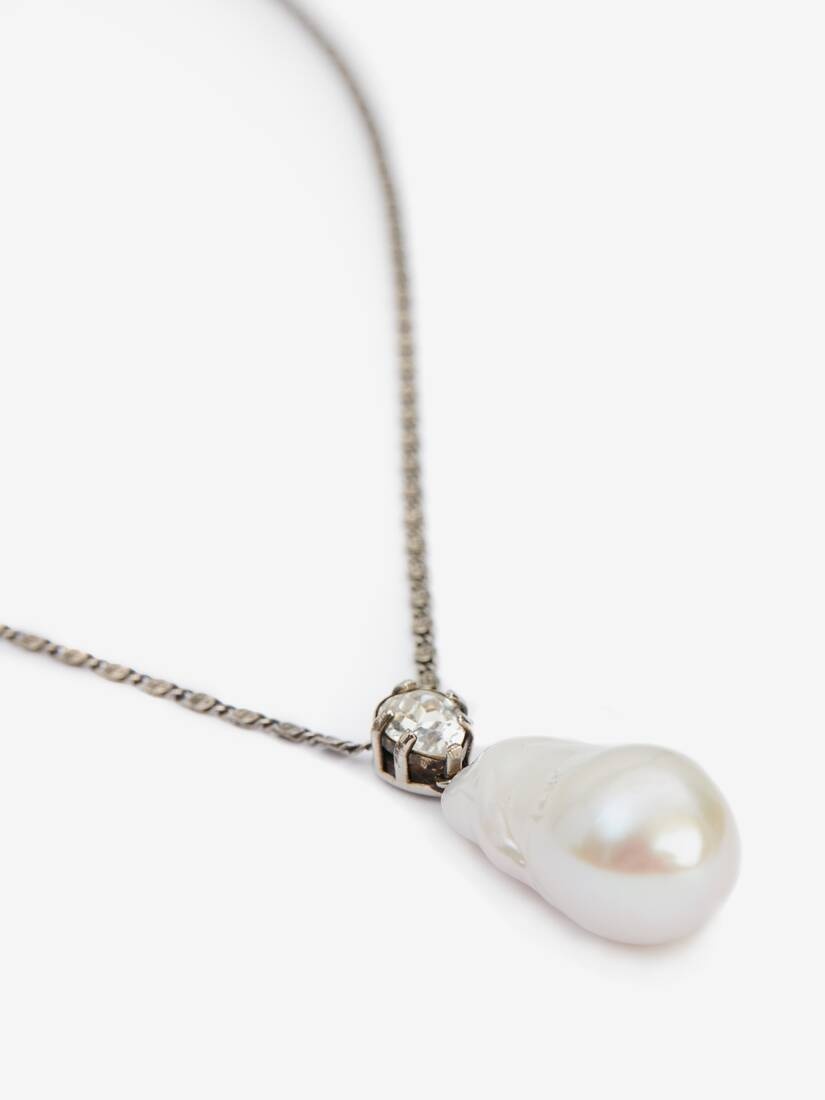 Pearl Necklace in Antique Silver - 3
