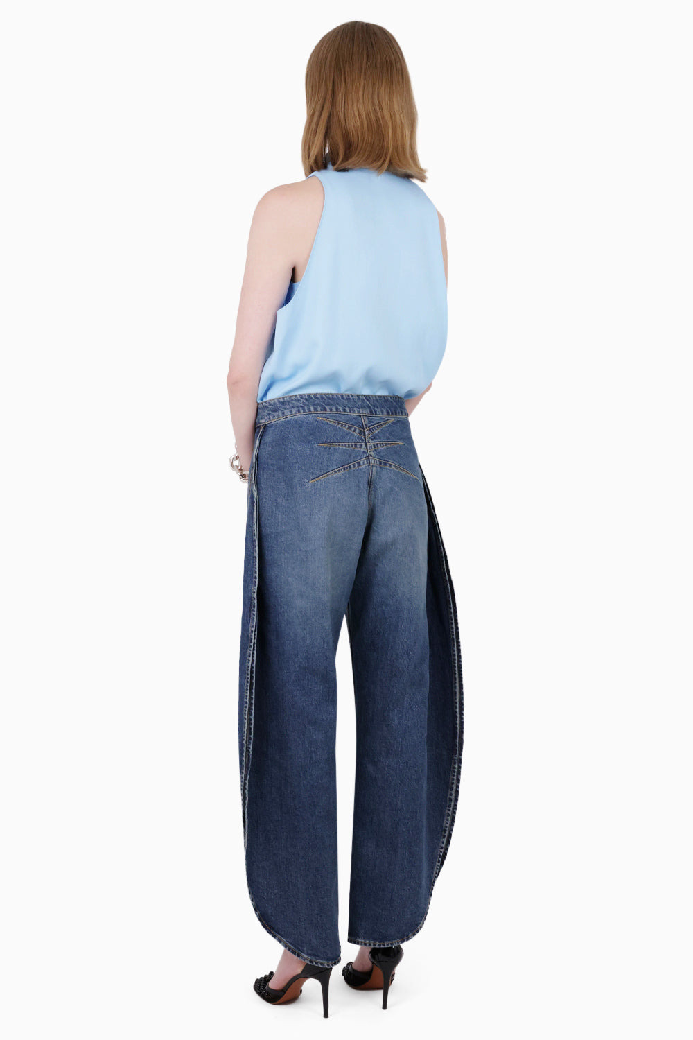 FOLDED HALTERNECK S/LESS TOP | LIGHT BLUE - 4