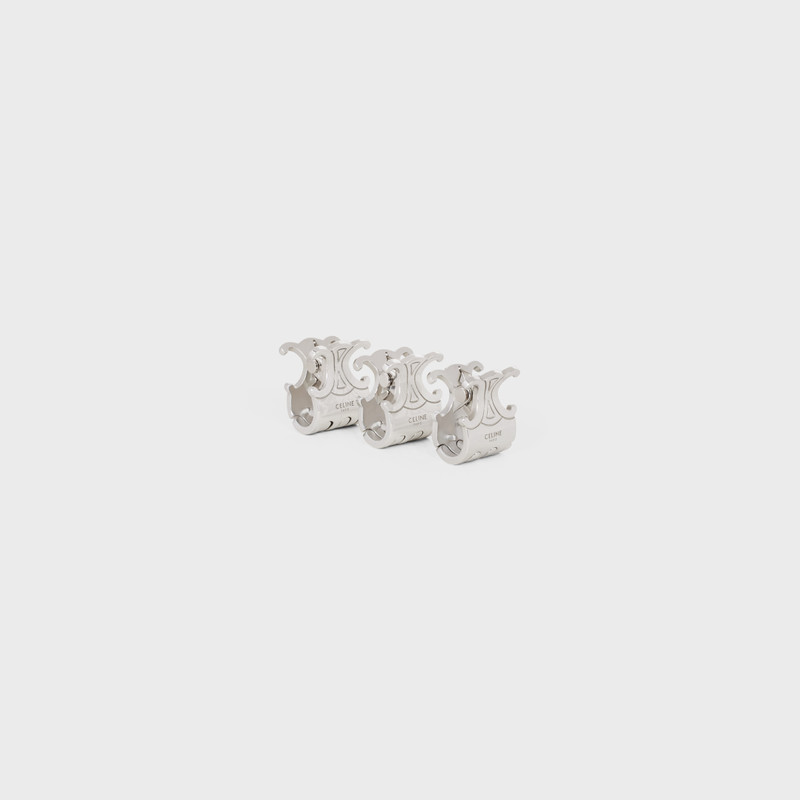 CELINE Triomphe Set of 3 Mini Hair Claws in Brass with Rhodium Finish and Steel outlook