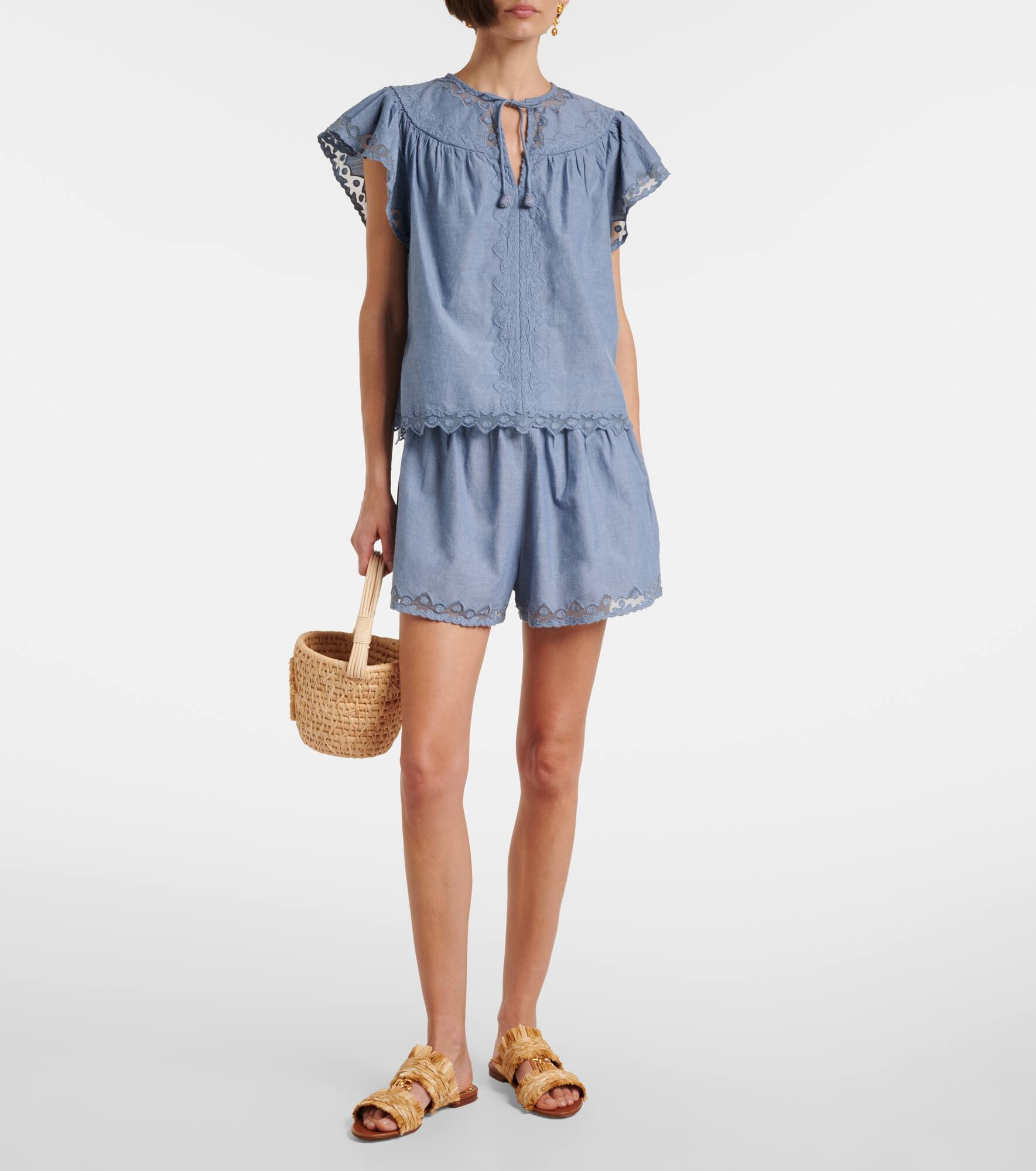Effie lace-trimmed cotton top - 2