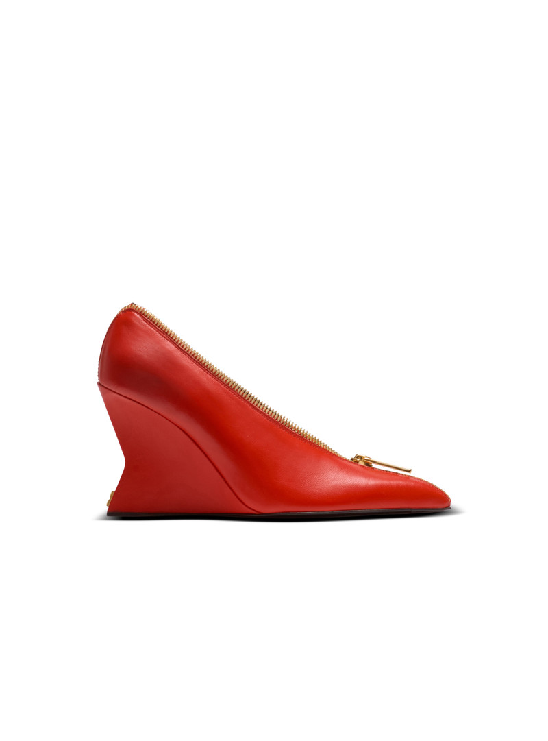 Zip Wedge pumps in lambskin leather 1