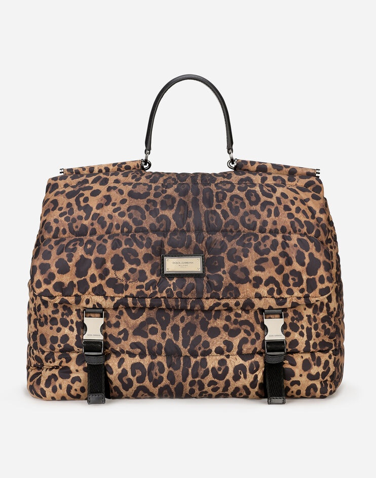 Leopard-print Sicily travel bag in quilted nylon - 1