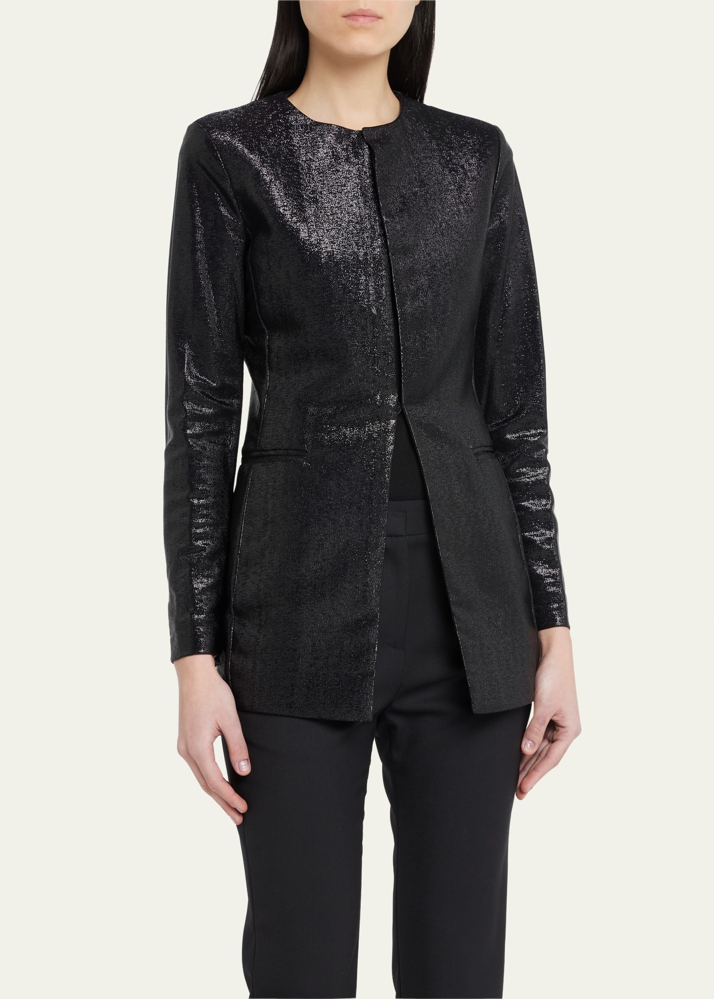 Sparkle Collarless Slim Jacket - 4