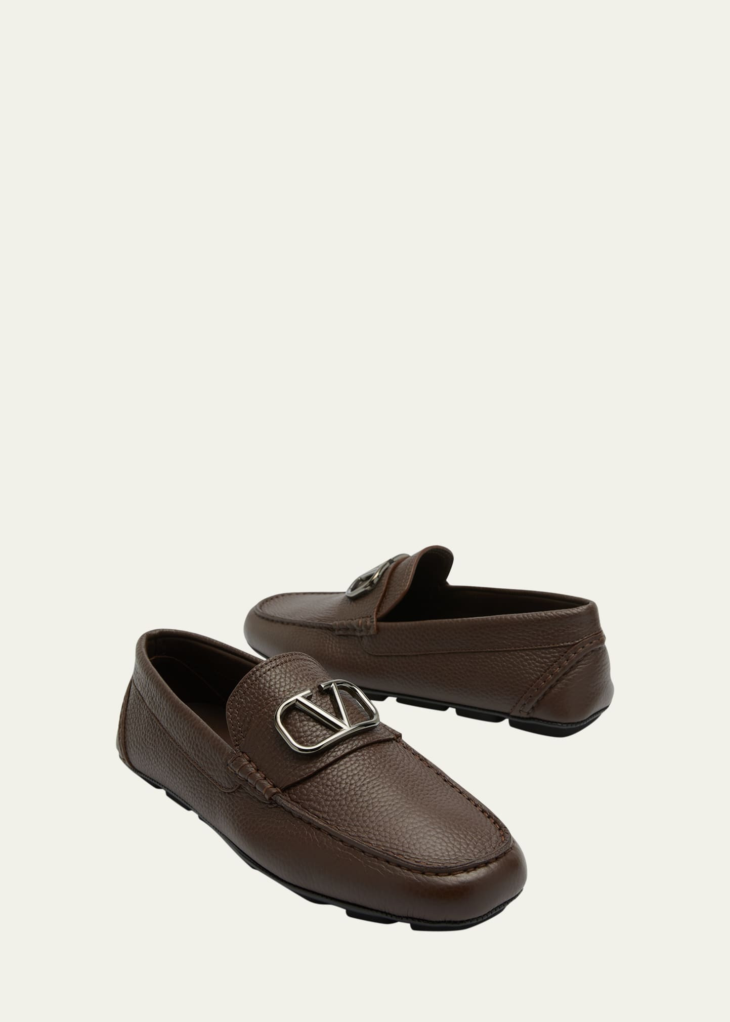 Men's V-Logo Leather Drivers - 5