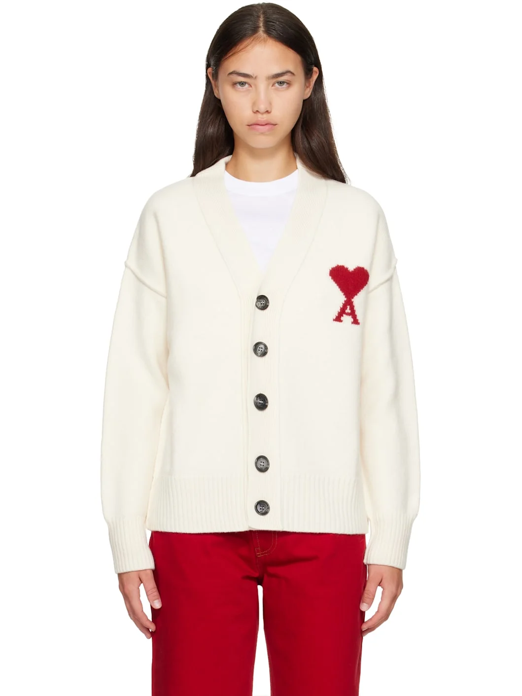 Off-White Wool Ami de Coeur Cardigan - 1