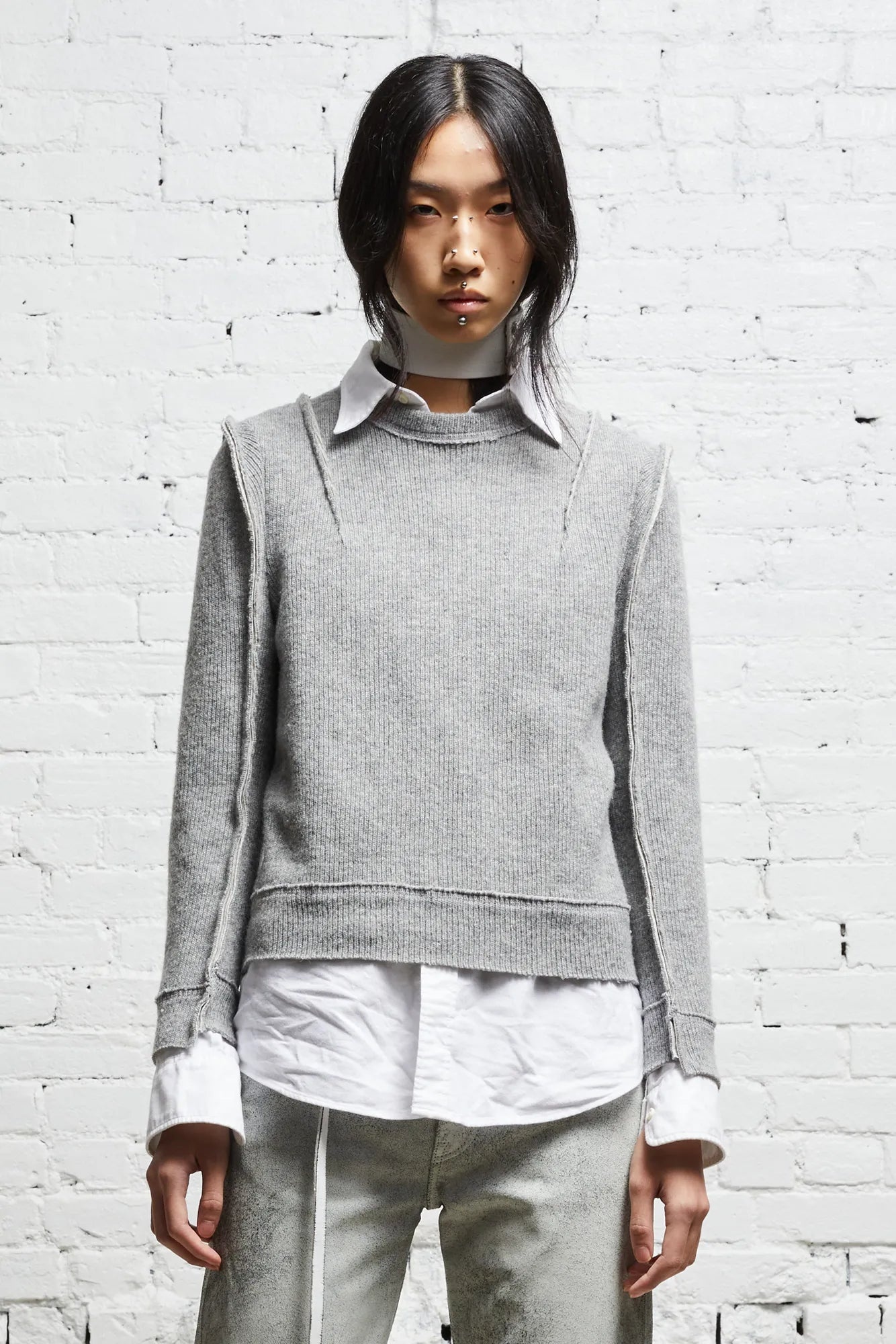 FLAT SLEEVE CREWNECK - HEATHER GREY - 1