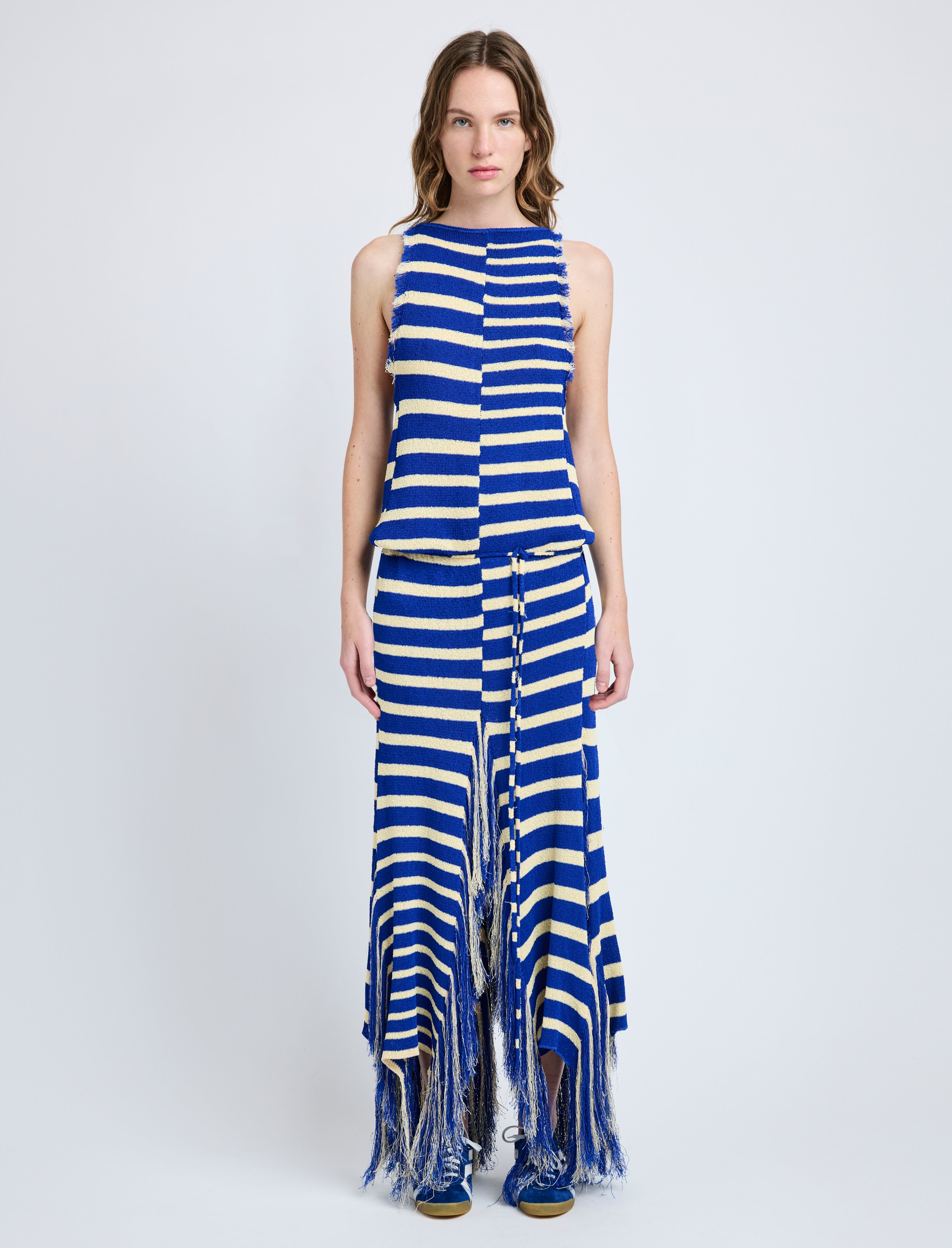 Yves Dress in Stripe Fringed Knit - 2
