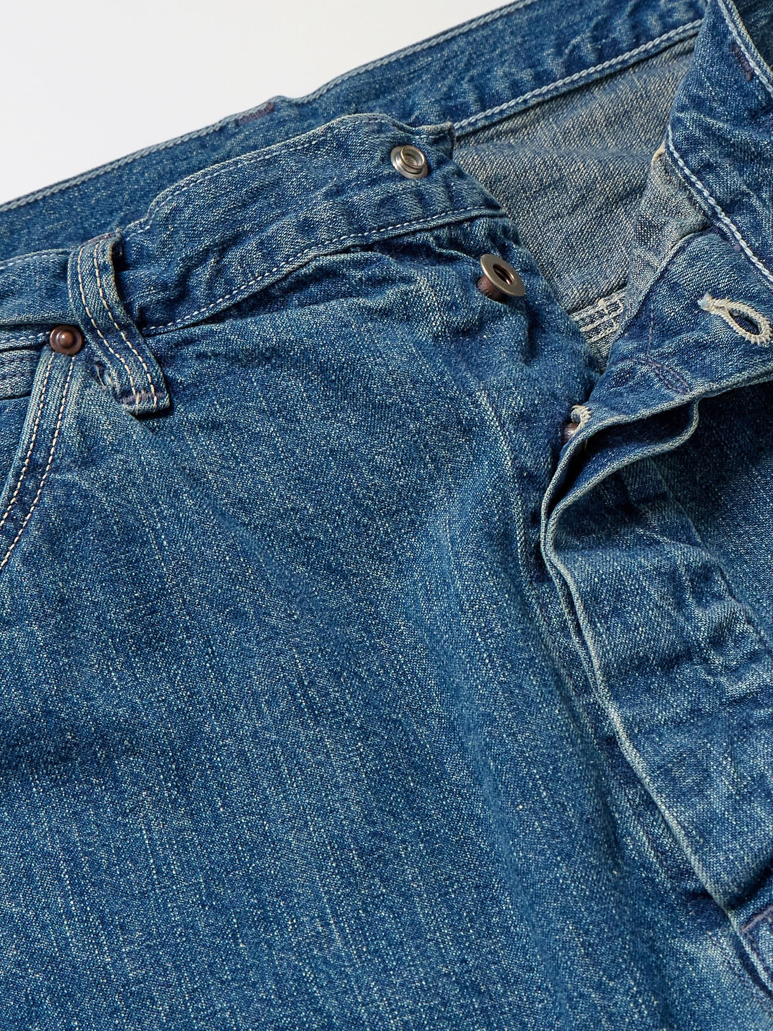 Paint-Splattered Straight-Leg Selvedge Jeans Blue - 6