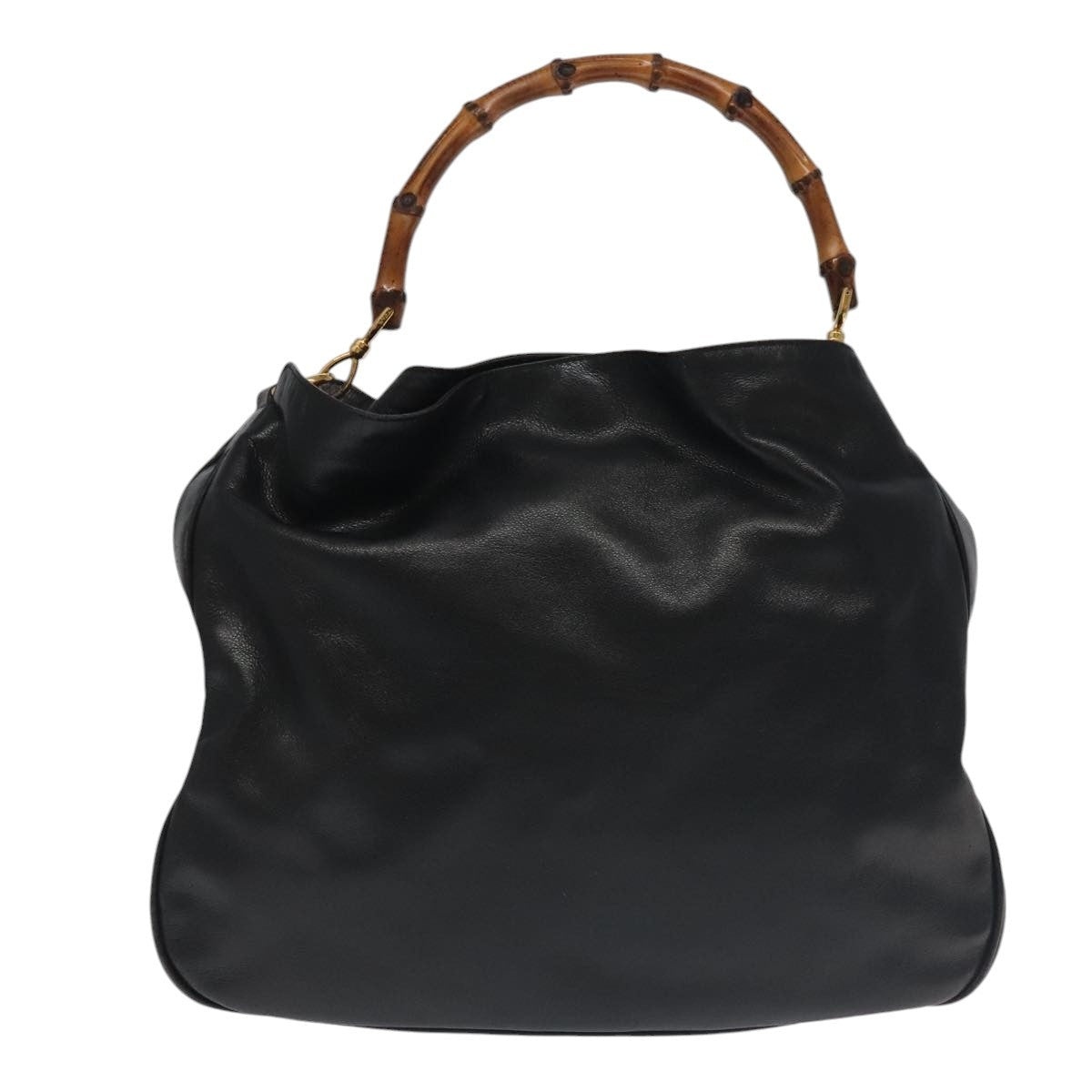 GUCCI Bamboo Hand Bag Leather Black Gold 001 1781 001 1781 - 2