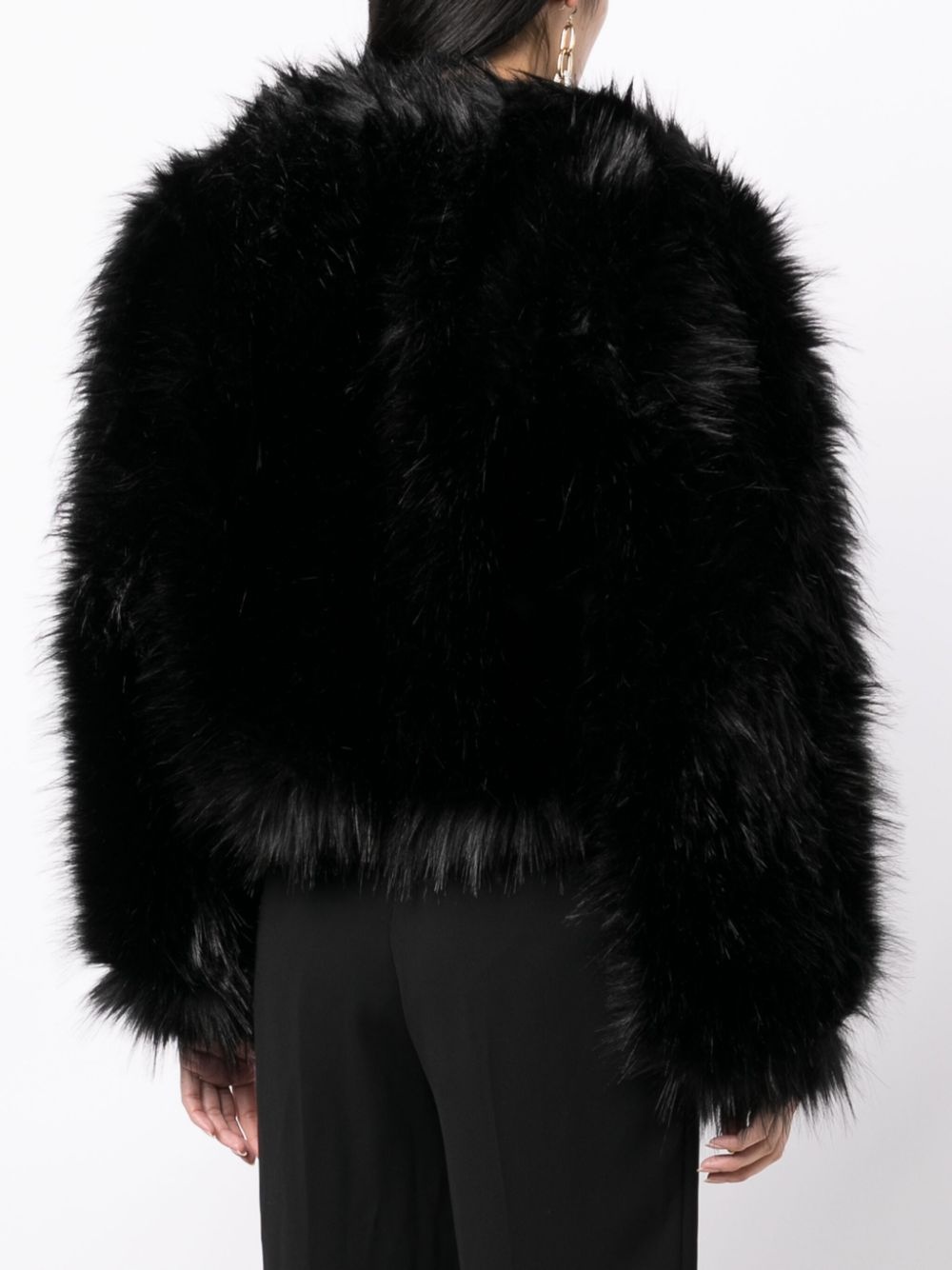 faux-fur design long-sleeve jacket - 4