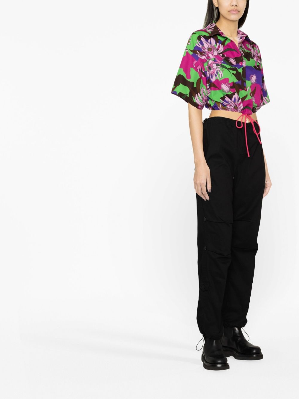 floral-print cropped shirt - 4