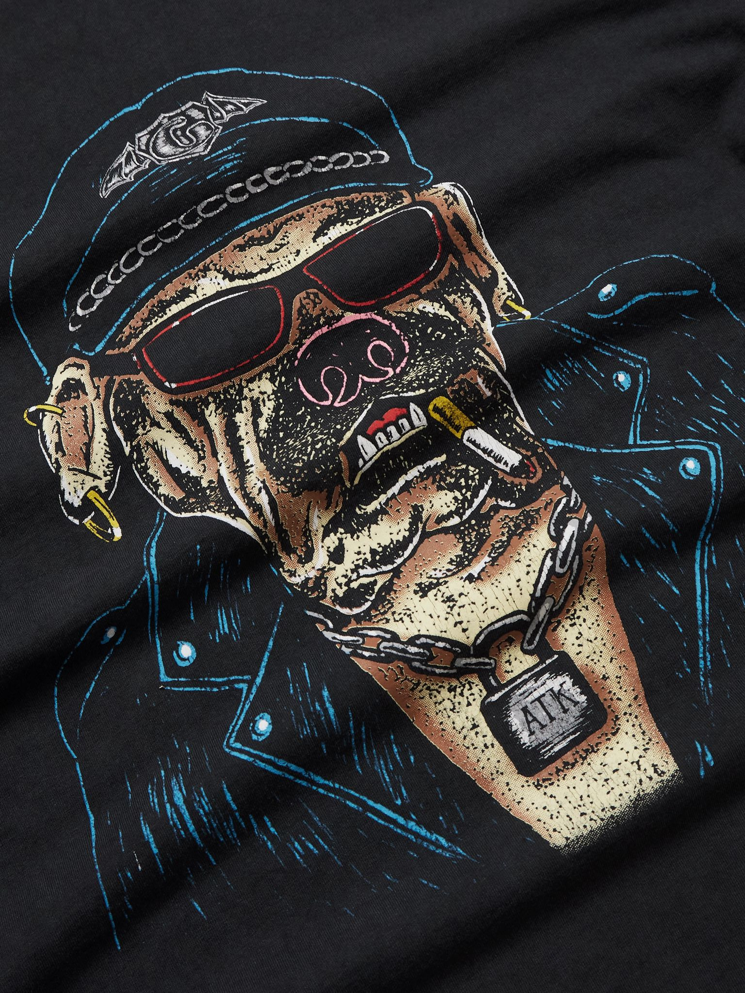 Biker Dog Glittered Printed Cotton-Jersey T-Shirt Black - 4