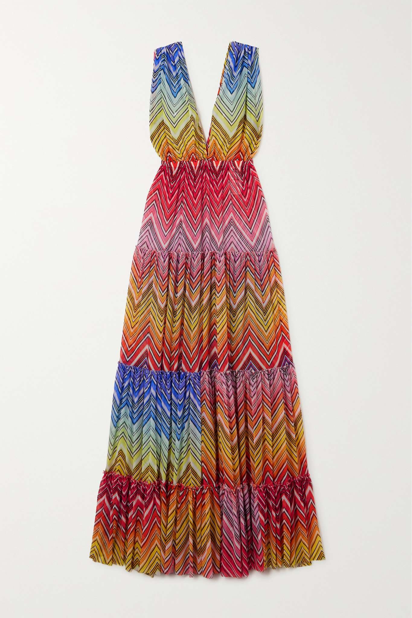 Mare tiered striped mesh maxi dress - 1