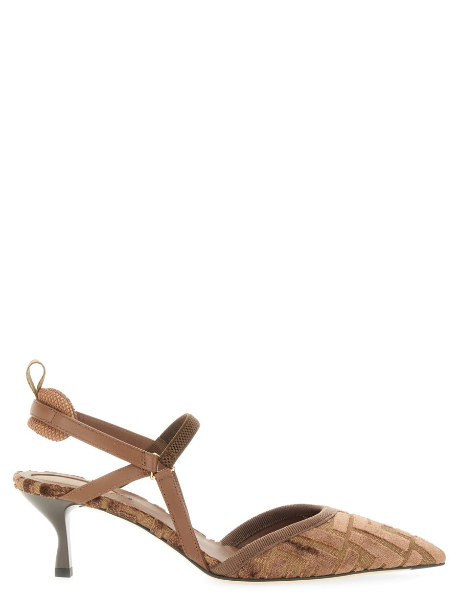 JACQUARD VELVET "HUMMINGBIRD LITE" SLINGBACK SHOE WITH FF PATTERN - 1