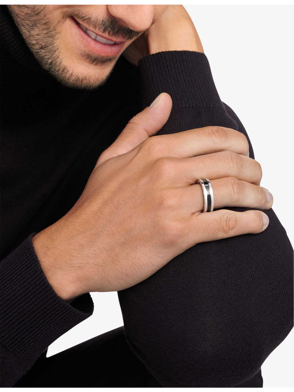 Save the Children sterling silver and black ceramic one-band ring - 5