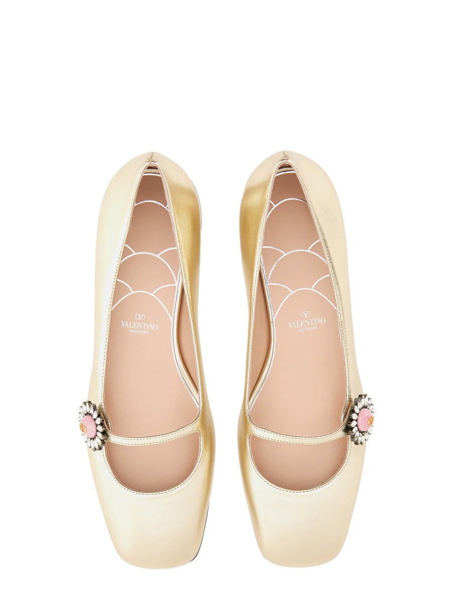 Valentino Garavani Women "Mary-Jane Preshoes" Ballerina In Kidskin - 4