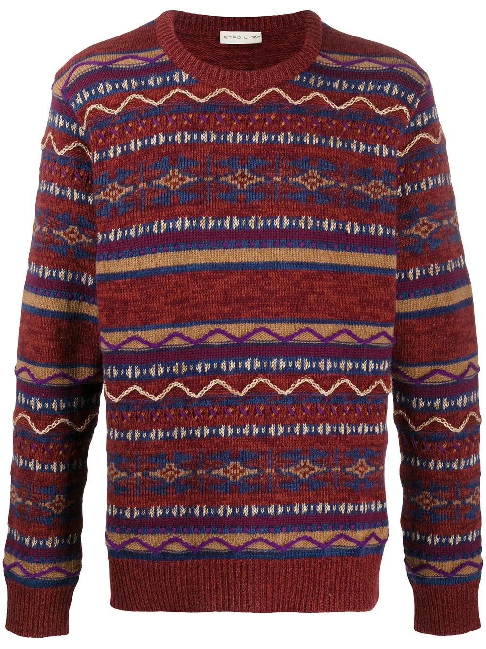 contrast pattern intarsia knit jumper - 1