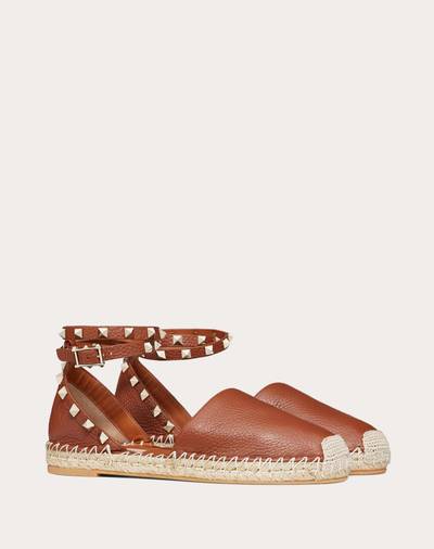 Valentino Grain Calfskin Leather Rockstud Double Flat Espadrilles outlook