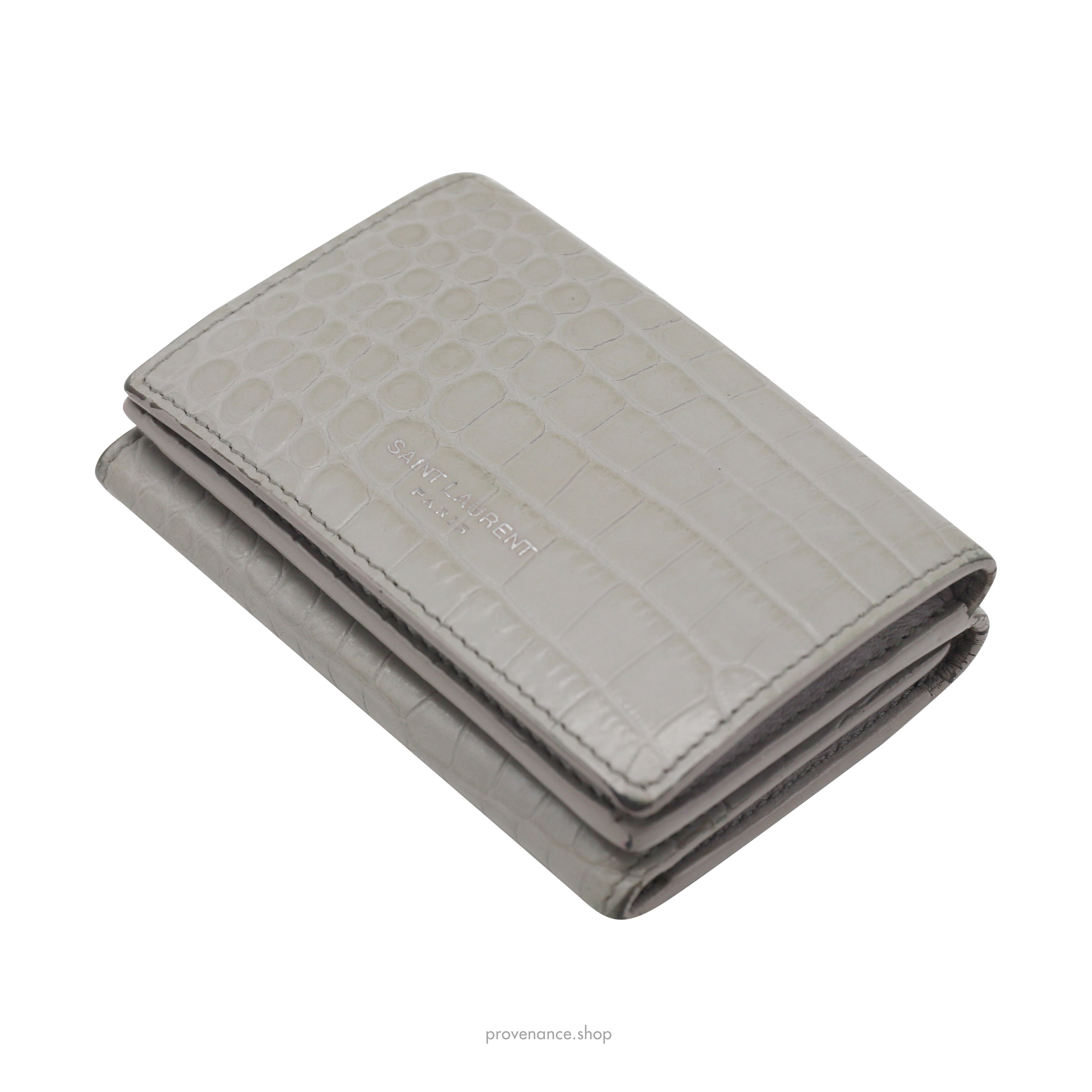 SLP Compact Snap Card Wallet - Gray Croc Leather - 5